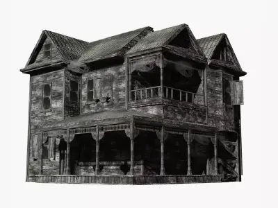 House Abandoned old - realistic low poly Low-poly 3D model