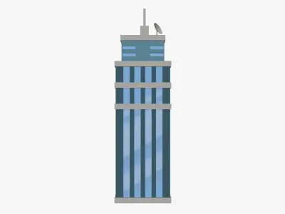 Cartoon skyscraper building 1 low poly Low-poly 3D model