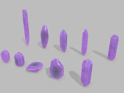 crystal set Low-poly 3D model