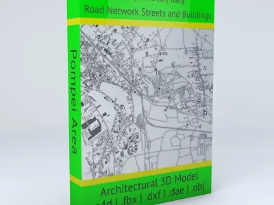 Pompei Area Buildings and Road Networks 3D model