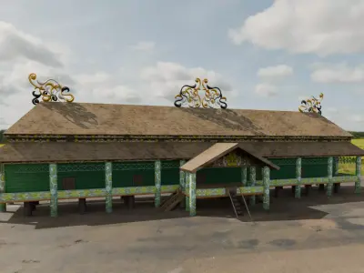Traditional Houses Rumah Lamin Low-poly 3D model