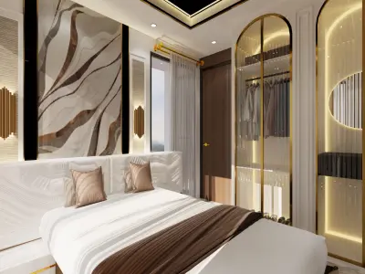 1BHK interior  With furniture  3D model