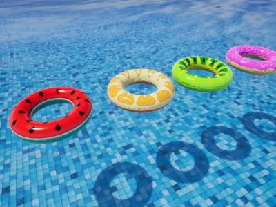 Pool Inflatable floats Low-poly 3D model
