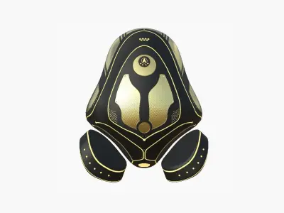 SciFi Backpack H03 Black Gold - Fashion Character Design Low-poly 3D model