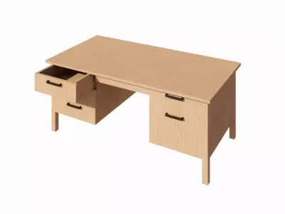 Modern Wooden Executive Office Desk with Drawers 3D model