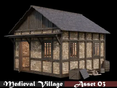 Medieval Village Collection 01 - 4K Textures Game Ready Low-poly 3D model
