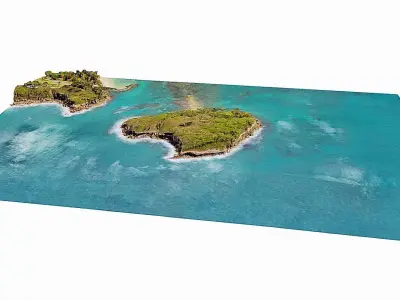 Caribbean island Low-poly 3D model