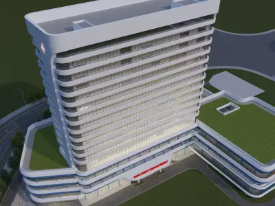 hospital building with 3D model