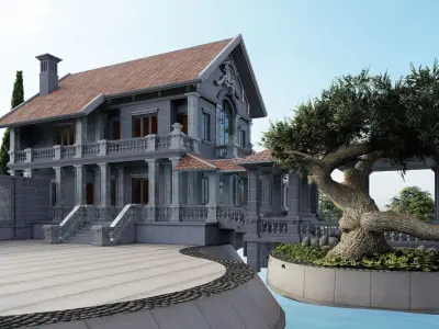 Classic Casa Scene-villa-modern house 3D model