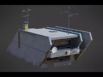 Dystopian Cyberpunk Building 3 Low-poly 3D model