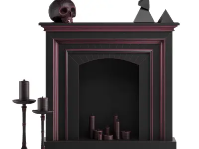 Decorative Fireplace with Candles 3D model