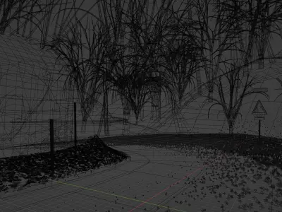 Lowpoly nature scene with road 2 Low-poly 3D model