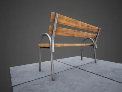3D modern low poly PBR bench Low-poly 3D model