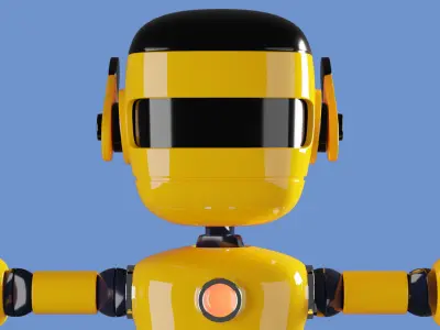 Simple Cute Cartoon Robot Character 3d Model 3D model