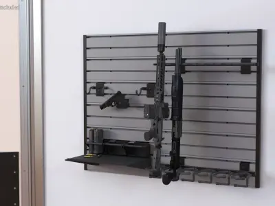  Gun Rack Gray with Weapons 
