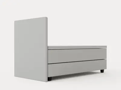 Royal Continental Bed With Storage 105x200 Light Gray Low-poly 3D model