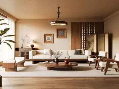 Modern living room 3D model 3D model