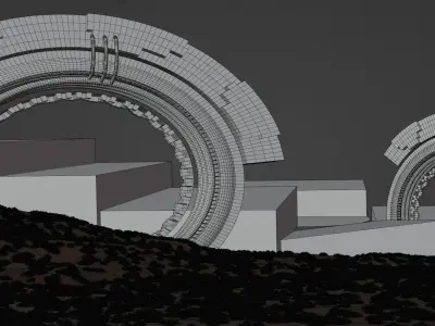 Realistic 3d scifi landscape model with environment  3D model