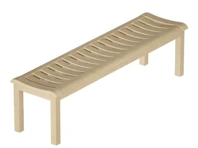 Wooden bench made of natural wood 3D model
