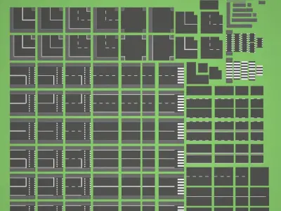 Types of roads Low-poly 3D model