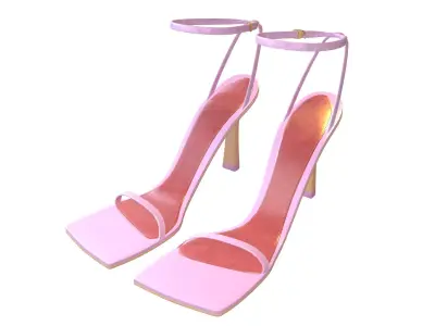 Square Toe Leather Sandals v1 007 Low-poly 3D model