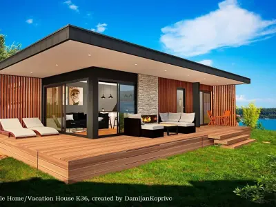 mobile home vacation house tiny house on 36m2 Low-poly 3D model