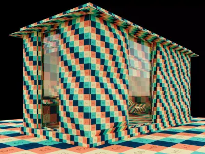 Backyard office with furniture 3D model