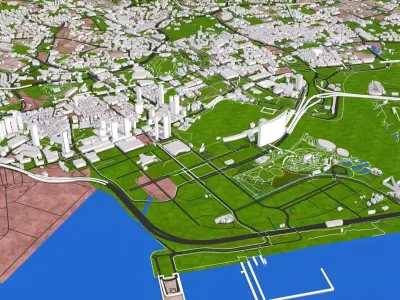 Johor with Singapore City 3d model Low-poly 3D model