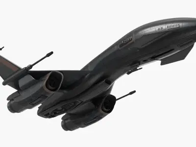 Black Futuristic Fighter Spaceship in Flight 3D model