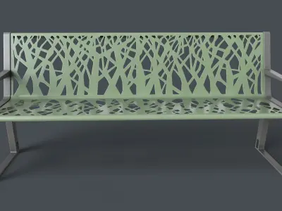 Metal Modern Bench 8 PBR Game Ready Low-poly 3D model