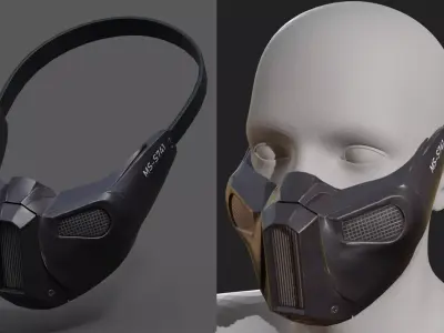 Gas mask helmet protection pollution scifi fantasy  Low-poly 3D model