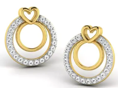 Gold Diamond Women Earring 3D print Model 3D print model 17
