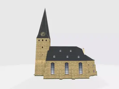 Germany Hattingen Sankt Georgs Kirche lowpoly 3d Model Low-poly 3D model