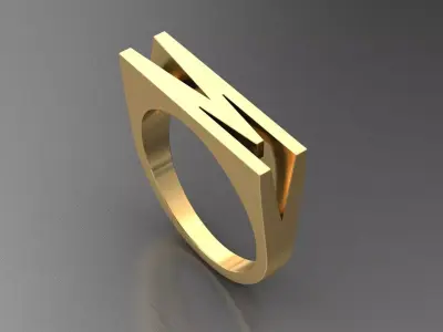 alphabet ring letter M 3D print model