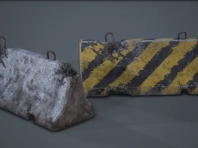Roadblock Low Poly Prop With Lod Low-poly 3D model