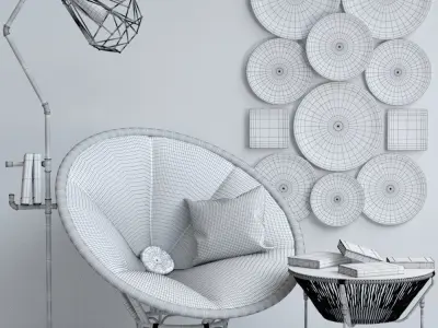 wall-panno floor lamp with wire cage 3D model