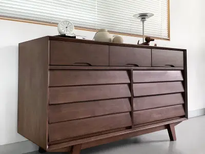 Galleria solid wood 3-tier wide chest of drawers 3D model