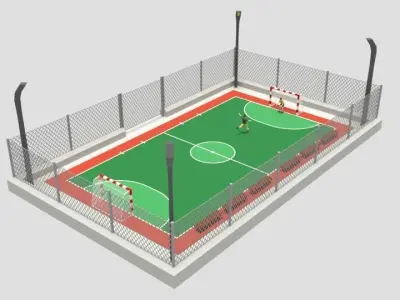 Cartoon Street Football Court 3D model