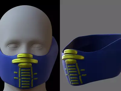 Gas mask helmet 3d model scifi Low-poly  Low-poly 3D model