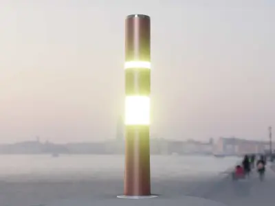 Dark Red Light-Column -8- Street-Light 9 Low-poly 3D model