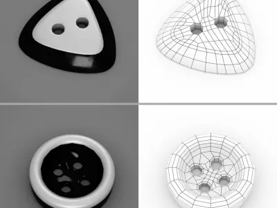 Button Pack Black and White 3D model