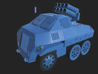 Set of Cartoon Tanks and Buildings Low-poly 3D model