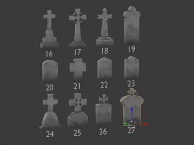 Tomb stone graveyard low poly pack 2 Low-poly 3D model