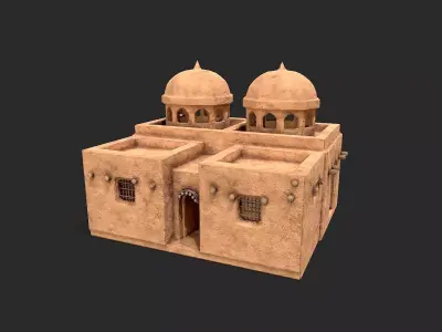 Clay Desert Egypt Village House 4 Low-poly 3D model