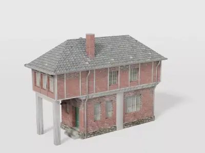 Brick signal tower Low-poly 3D model