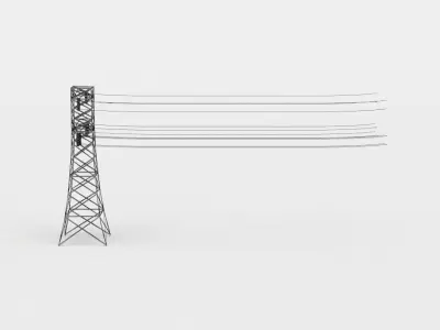 Electric pylon Low-poly 3D model