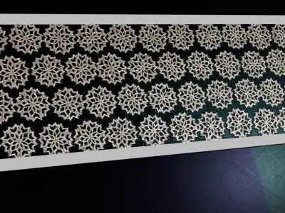 Stylized Snowflake Grid Metal Panel PBR Seamless Texture