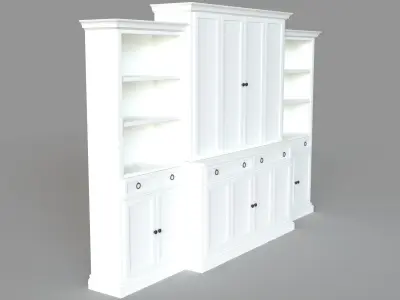 Cameo 4-Piece White Storage Bookcase Entertainment Center 3D model