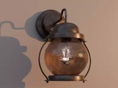 Vintage Wall Lantern game ready Low-poly 3D model