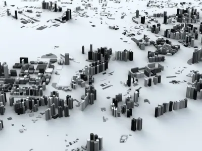 Kowloon City District of Hong Kong Streets and Buildings 3D model